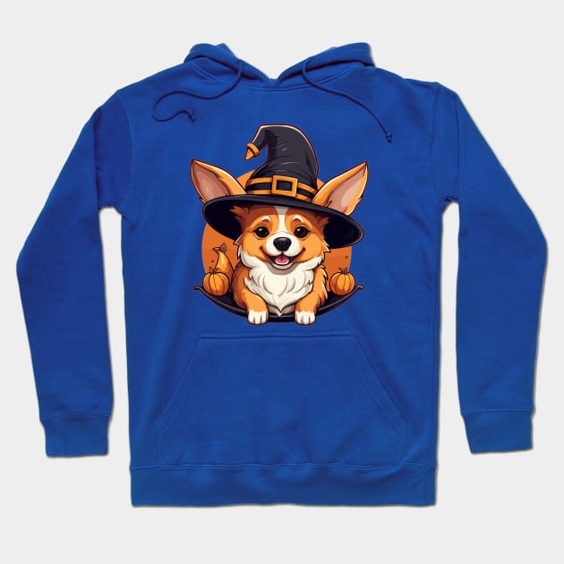 Corgi Witch Halloween Hat Pumpkin Costume Hoodie by Berny34Graphics